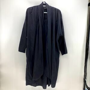 Lagenlook duster charcoal black waterfall kimono western minimalist sz L